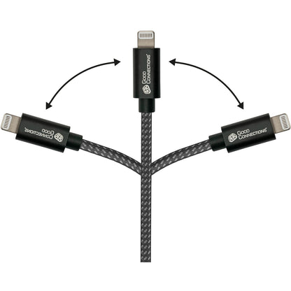 GoodConnections USB-C 2.0 > Lightning (ST-ST) 0,5m Ladekabel Textilmantel 18W Schwarz