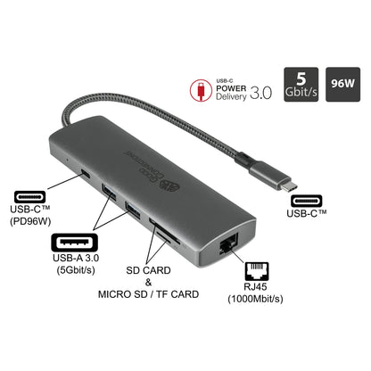GoodConnections HUB-C001A USB-C HUB 10-Port 2xHDMI; 1xDP; 1xUSB-C; 2xUSB 3.0; 1xUSB 2.0; 1xRJ45; 1xKartenleser Anthrazit