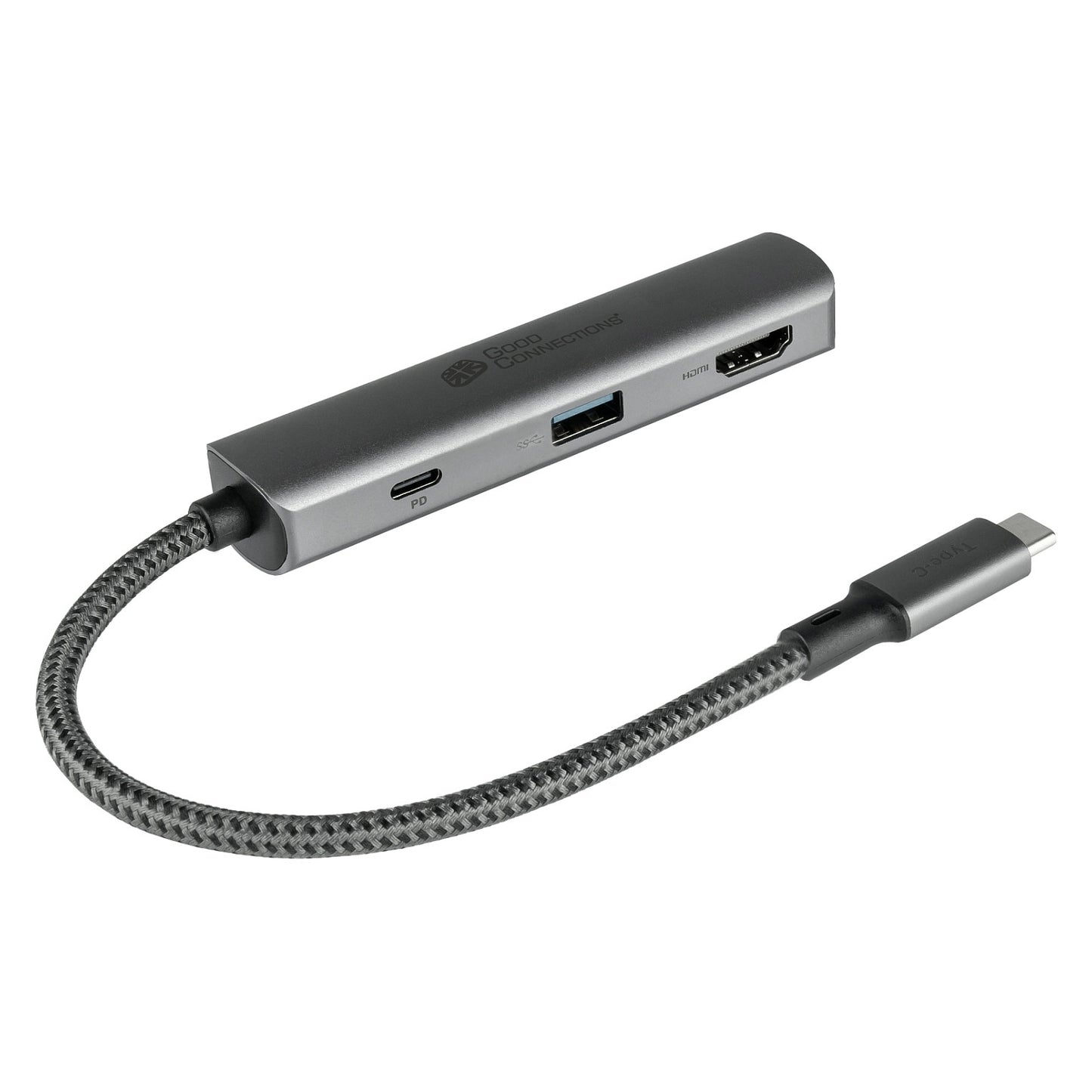 GoodConnections HUB-C002A USB-C HUB 3-Port 1xHDMI; 1xUSB-C; 1xUSB 3.0 Anthrazit