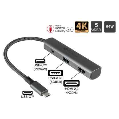 GoodConnections HUB-C002A USB-C HUB 3-Port 1xHDMI; 1xUSB-C; 1xUSB 3.0 Anthrazit