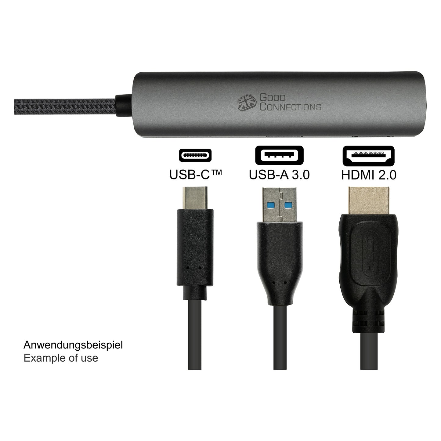 GoodConnections HUB-C002A USB-C HUB 3-Port 1xHDMI; 1xUSB-C; 1xUSB 3.0 Anthrazit
