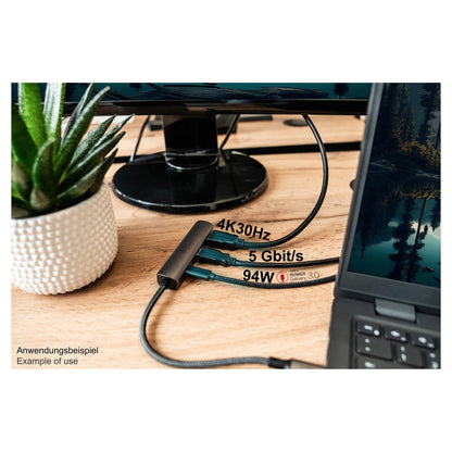 GoodConnections HUB-C002A USB-C HUB 3-Port 1xHDMI; 1xUSB-C; 1xUSB 3.0 Anthrazit
