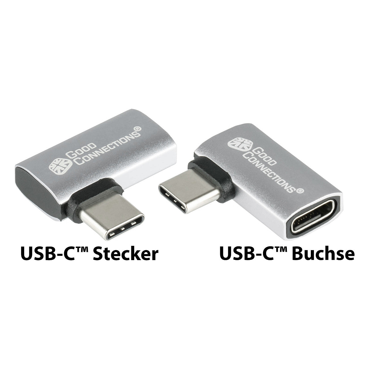 GoodConnections USB-C 4.0 (ST-BU) Winkeladapter / Portschoner 240W 8K 60Hz Silber