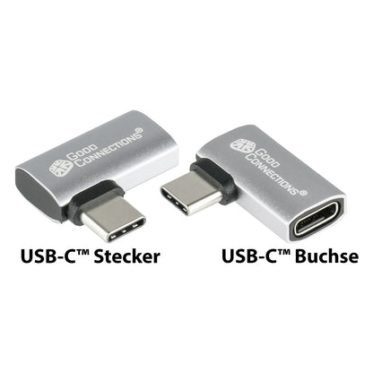 GoodConnections USB-C 4.0 (ST-BU) Winkeladapter / Portschoner 240W 8K 60Hz Silber