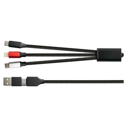 PYTHON USB-C/USB-A > USB-C/USB Micro-B/Lightning (ST-ST) 1m Ladekabel Textilmantel Schwarz