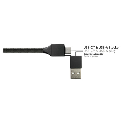 PYTHON USB-C/USB-A > USB-C/USB Micro-B/Lightning (ST-ST) 1m Ladekabel Textilmantel Schwarz