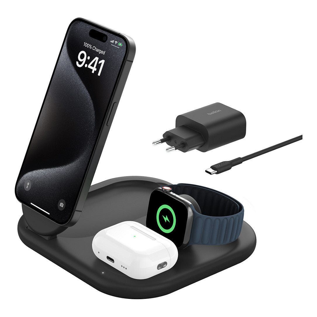 Belkin Wireless BOOST CHARGE Qi2 3-in-1 Ladest. 15W schwarz