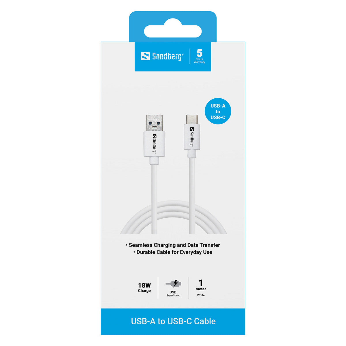 Sandberg USB-C > USB 3.0 (ST-ST) 1m Adapterkabel Weiß