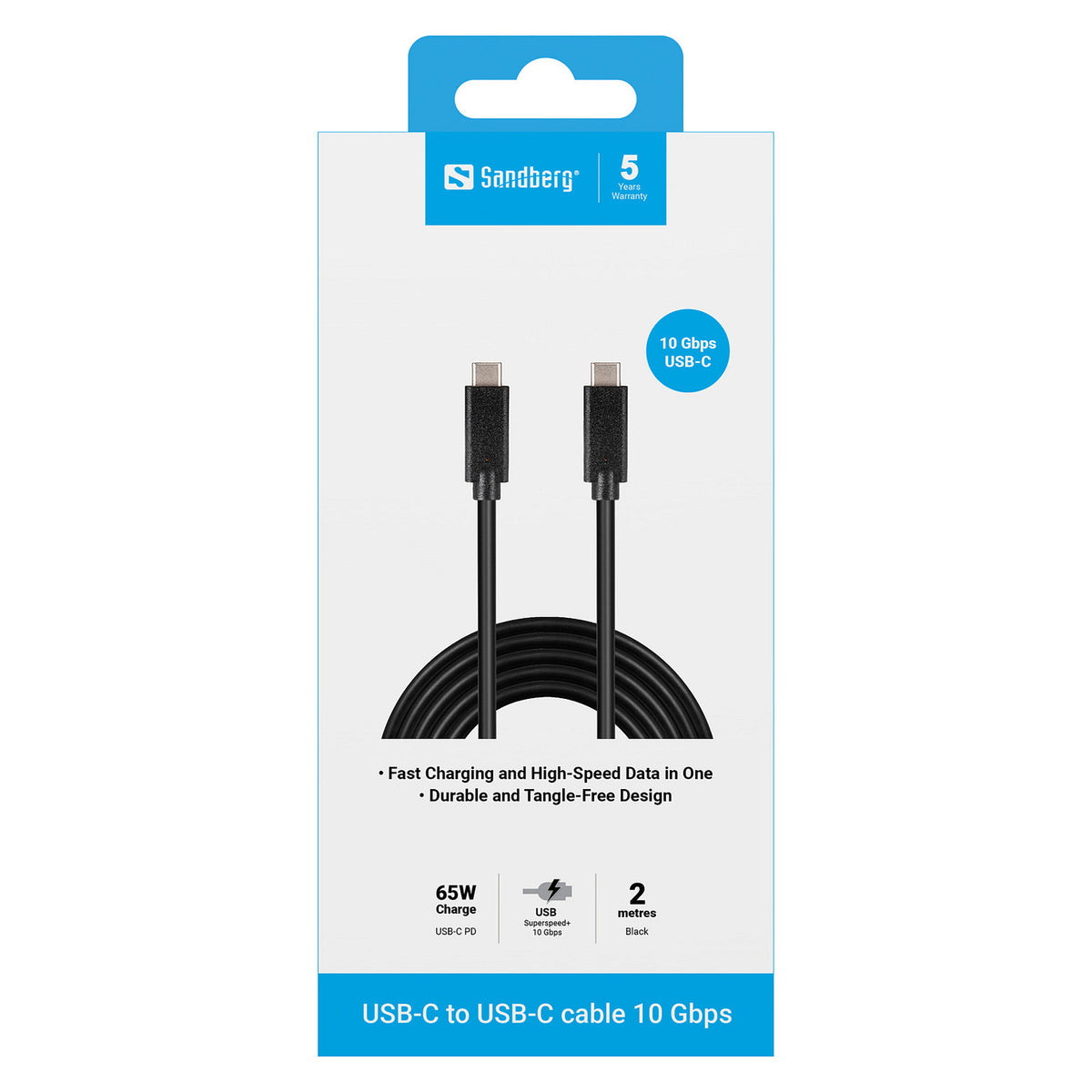 Sandberg USB-C (ST-ST) 2m Anschlusskabel Schwarz