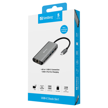 Sandberg 136-18 USB-C 6-in-1 PD 100W DisplayDock