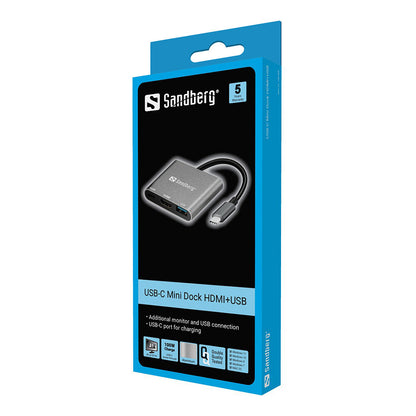 Sandberg 136-00 USB-C 3-in-1 PD 65W MiniDock