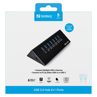 Sandberg 133-82 USB 3.0 HUB 7-Port 7xUSB 3.0 Schwarz