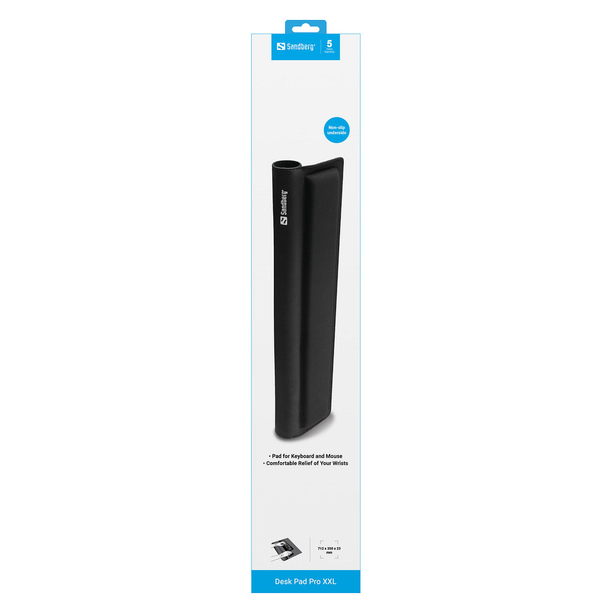 Sandberg Mauspad mit Handballenauflage 712x350mm Schwarz
