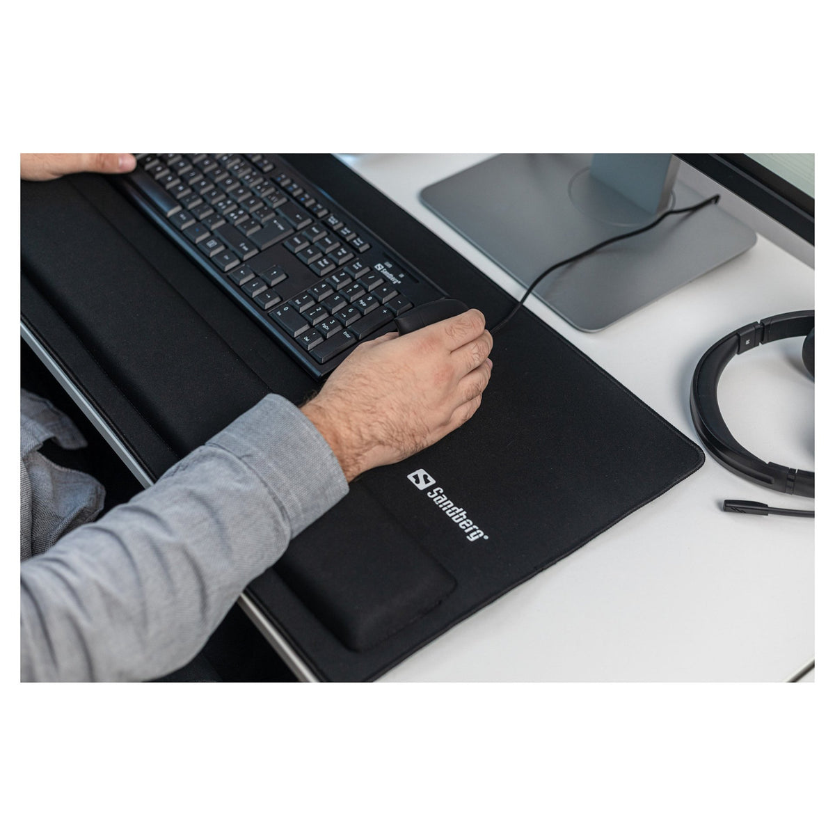 Sandberg Mauspad mit Handballenauflage 712x350mm Schwarz