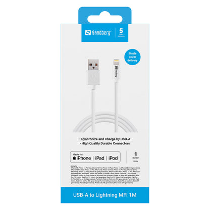 USB3.0 > Lightning (ST-ST) 1m Sandberg White