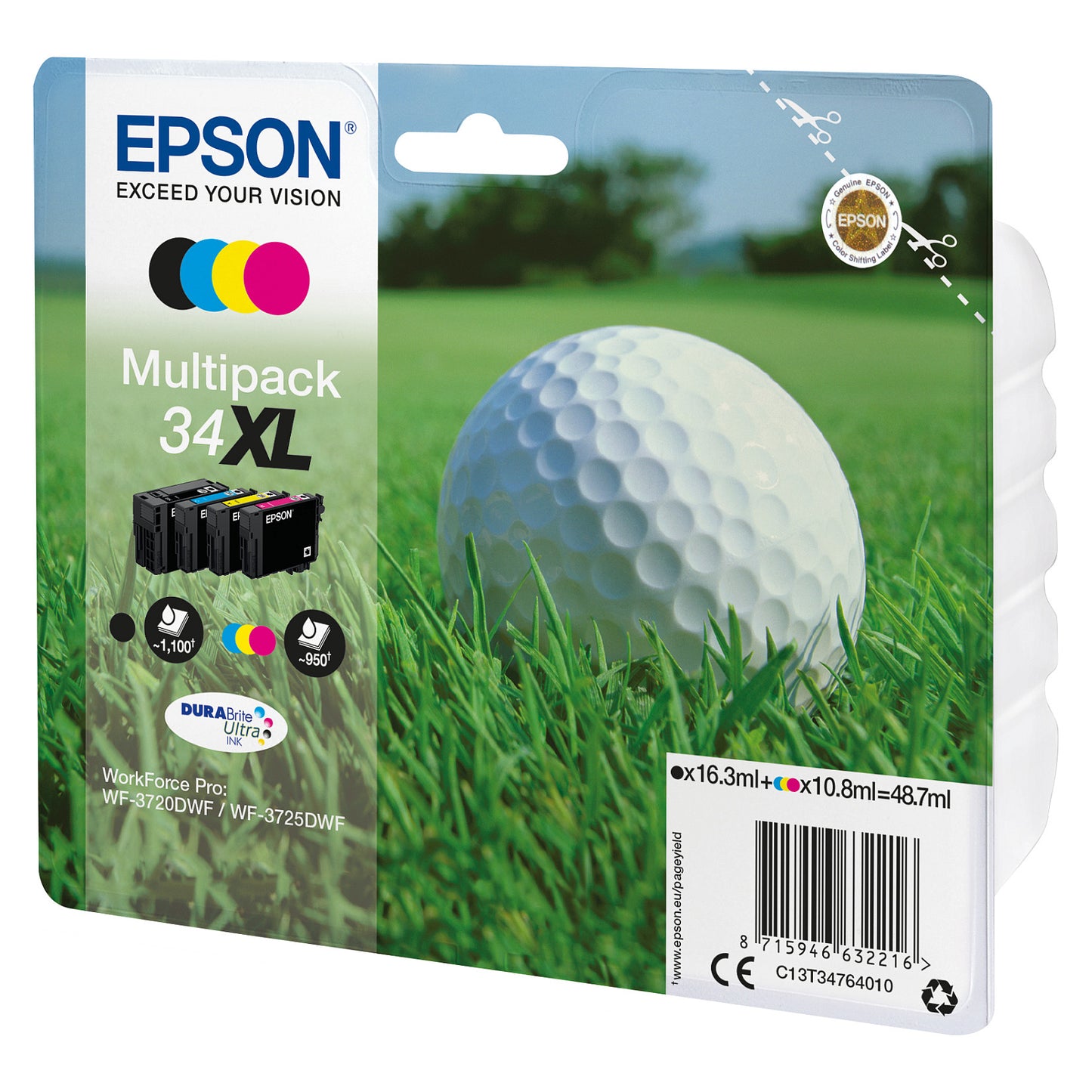 Epson Tinte 34XL C13T34764010 4er Multipack (BKMCY) bis zu 950 Seiten