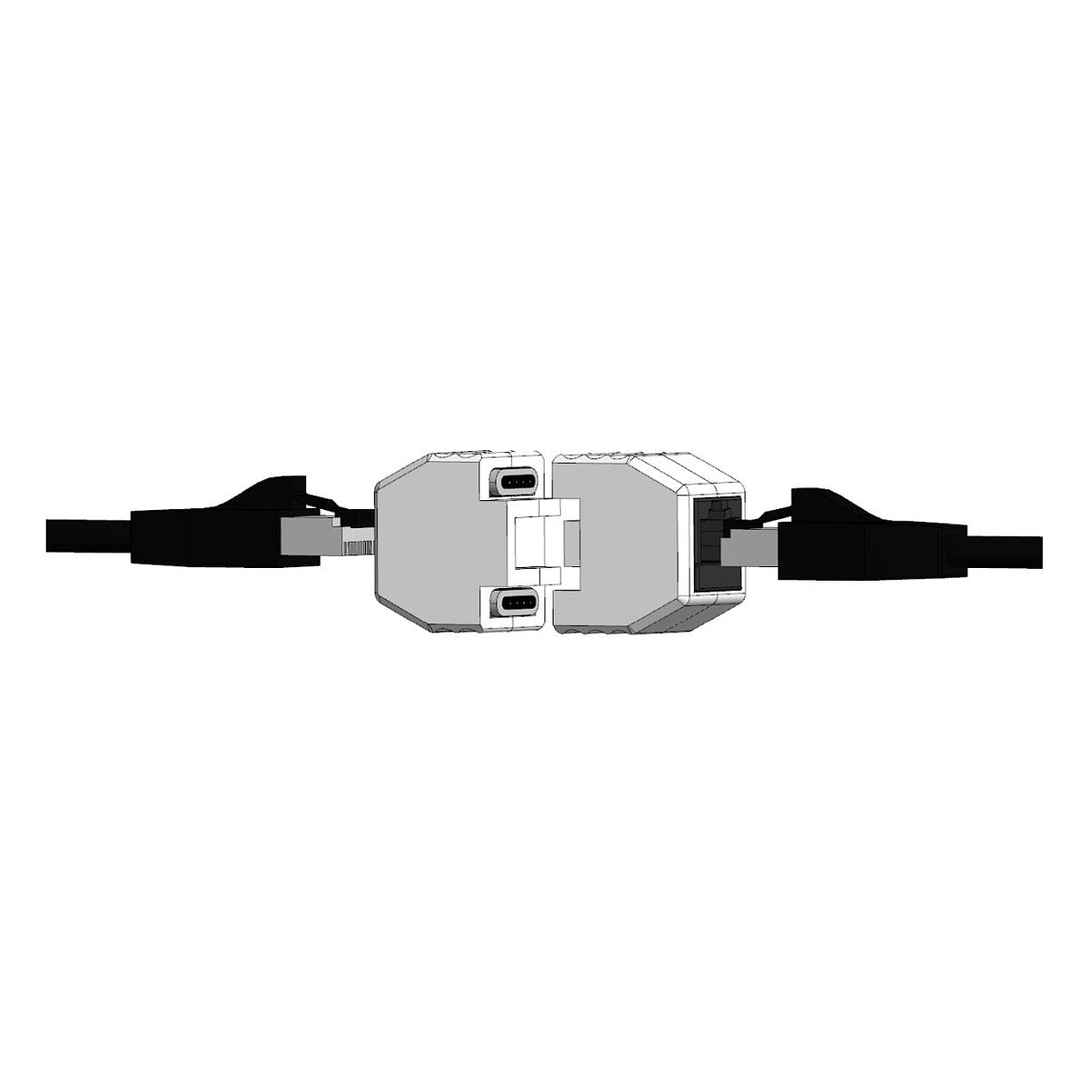 ALLNET TP-TP Kupplung CAT6A Buchse 1:1 8-pol. RJ45 magnetische Sicherungskupplung Abwurfbuchse PoE fähig bis zu 10GBit