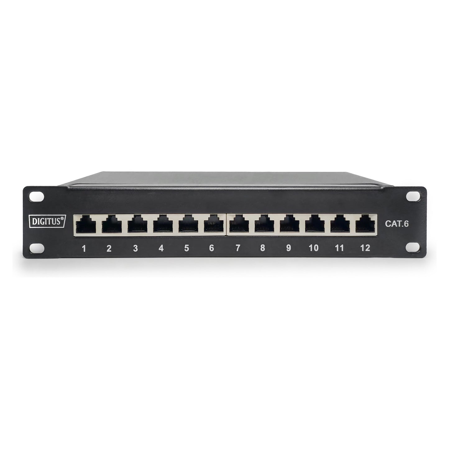 DIGITUS Patchpanel 1HE 12-Port Cat6 ClassE geschirmt schw.