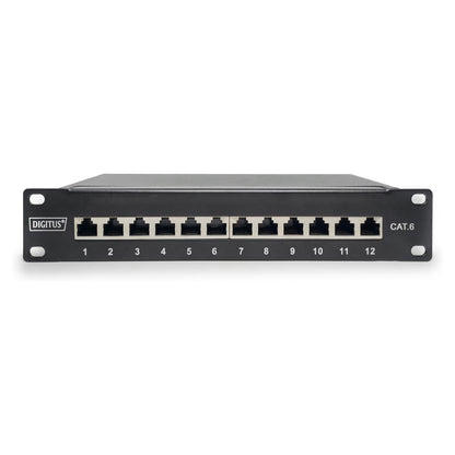 DIGITUS Patchpanel 1HE 12-Port Cat6 ClassE geschirmt schw.