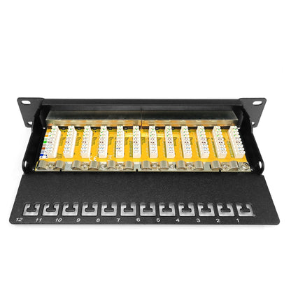 DIGITUS Patchpanel 1HE 12-Port Cat6 ClassE geschirmt schw.