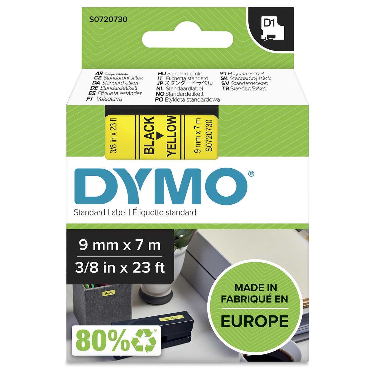 Dymo LabelWriter - D1 Etiketten - 9 mm x 7 m - Gelb - (S0720730)