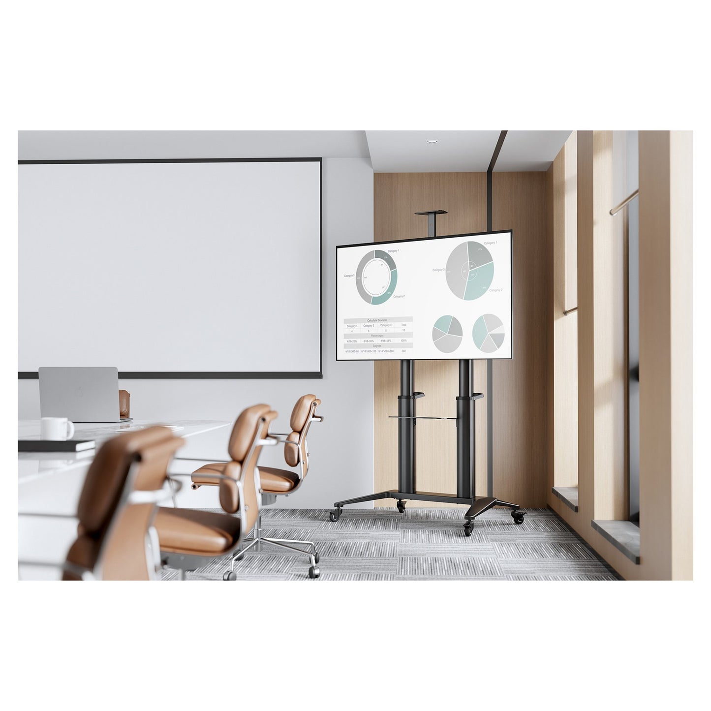 Collaboration Trolley / TV Präsentationswagen DIGITUS 70-120" 140KG Schwarz