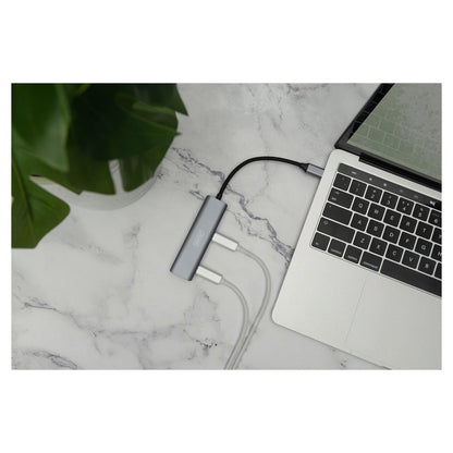 DIGITUS USB-C-Hub 4-Port 3.1->4xC3.1 integr. Kabel silber