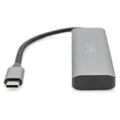 DIGITUS USB-C-Hub 4-Port 3.1->4xC3.1 integr. Kabel silber