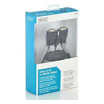 DIGITUS USB 2.0 Anschlusskabel 2.0 -2x RS232-Kabel 1.5m, sw