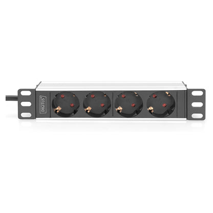 DIGITUS 10" Steckdosenleiste Aluprofil, 4fach Schutzkontakt