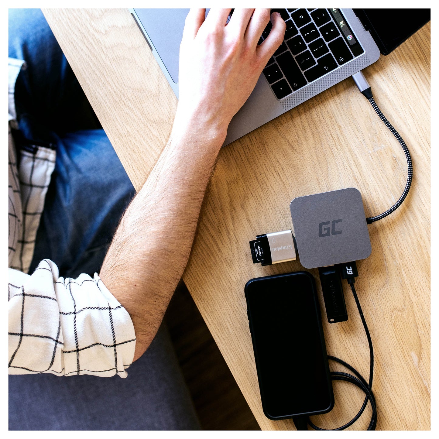 Green Cell AK61 USB-C HUB 6-Port 3xUSB 3.0; USB-C; HDMI; Gigabit LAN