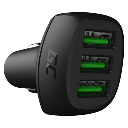 Auto Ladegerät Green Cell PowerRide 3xUSB Ultra Charge 12/24V 54W Black