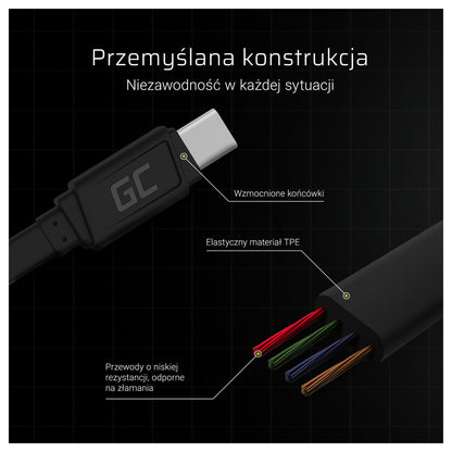 Green Cell USB-C > USB 3.0 (ST-ST) 0,25m Ladekabel Schwarz