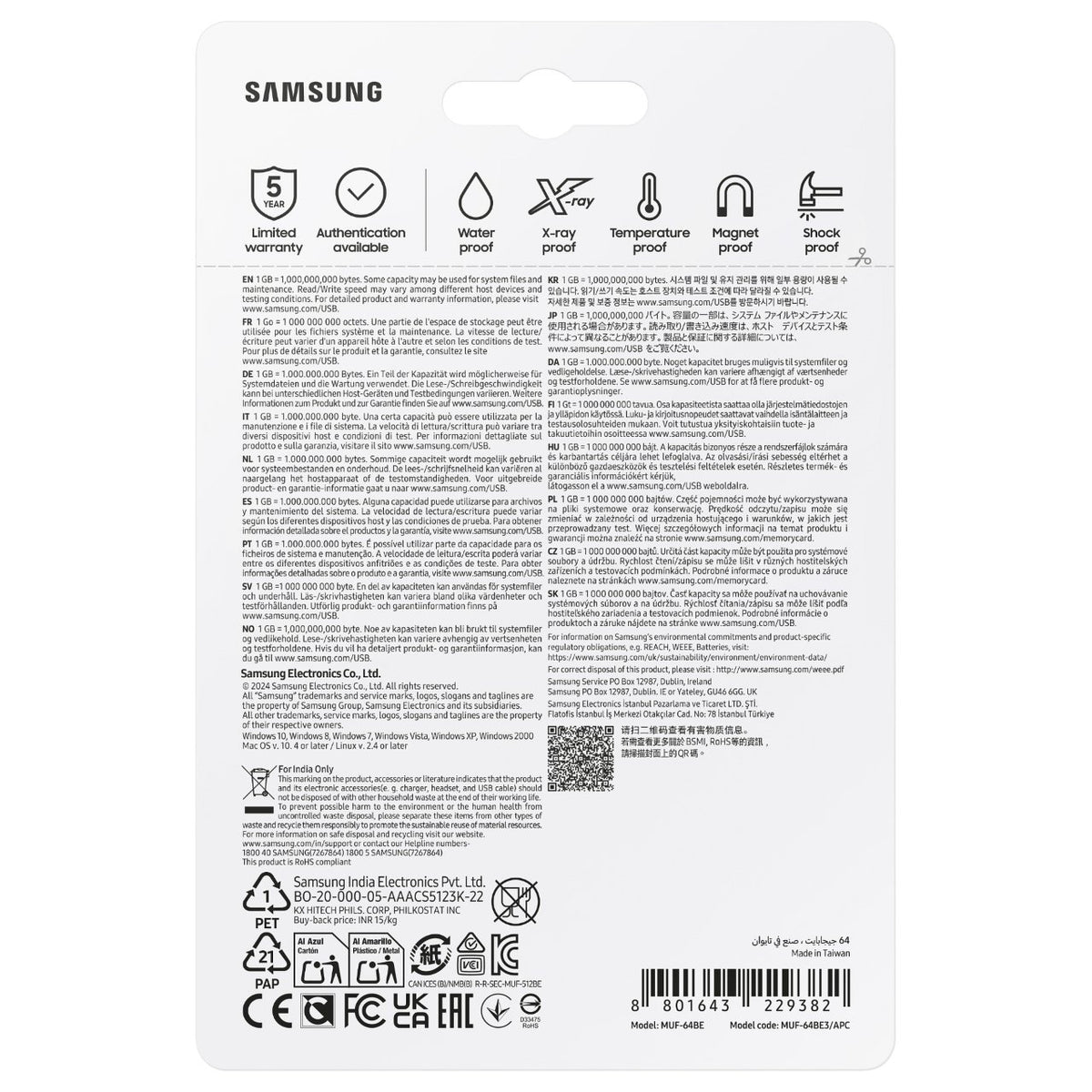 STICK 64GB USB 3.1 Samsung Bar Plus silver