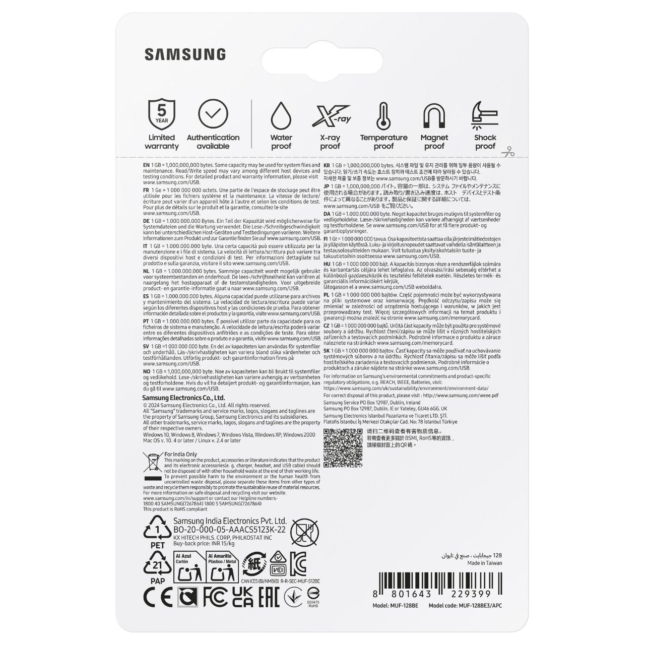 STICK 128GB USB 3.1 Samsung Bar Plus MUF-128BE3 Silber
