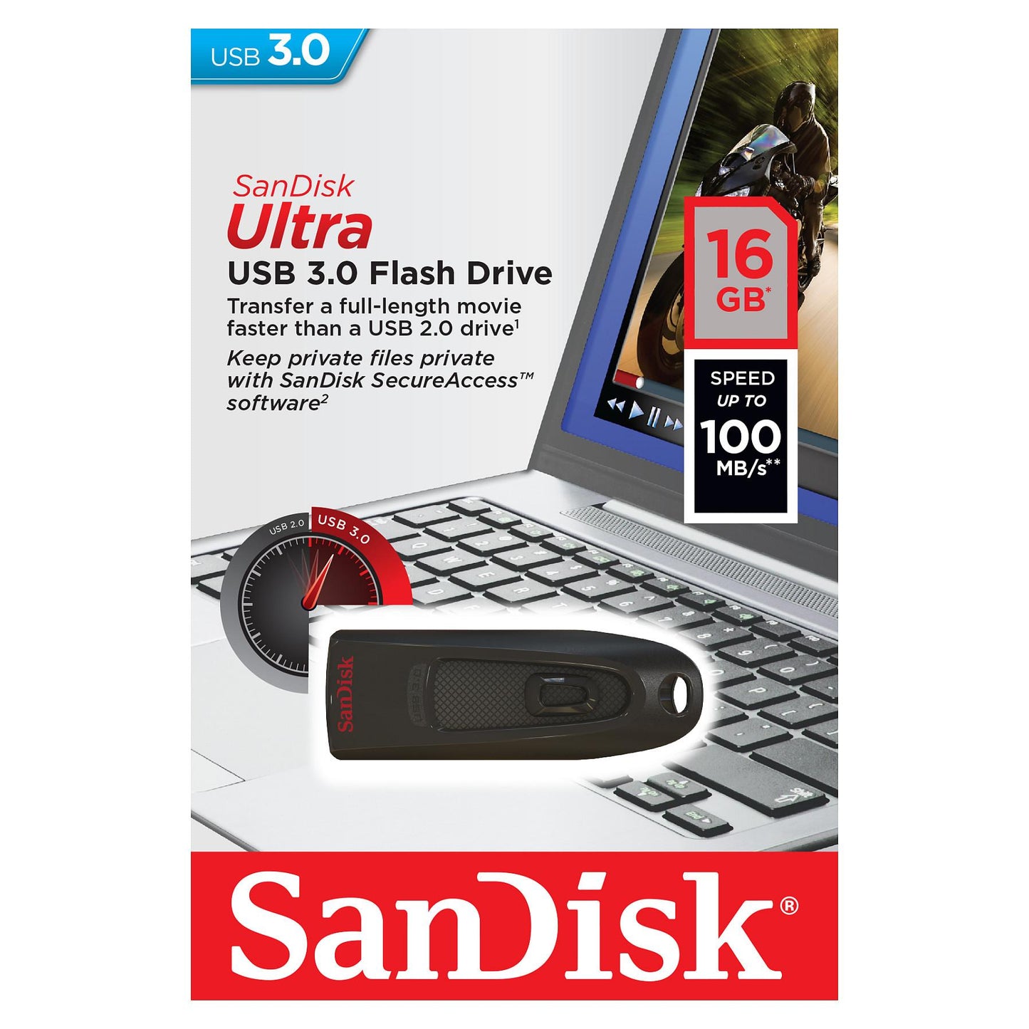 STICK 16GB USB 3.0 Sandisk Ultra Black