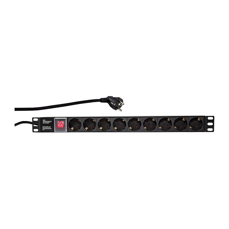 LogiLink 9-Fach Steckdosenleiste 19" 1HE mit 2m Anschlusskabel und Schalter