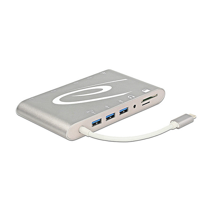 Dockingstation USB 3.1 Type-C zu DP+HDMI+VGA+LAN 4k 30Hz silber Delock
