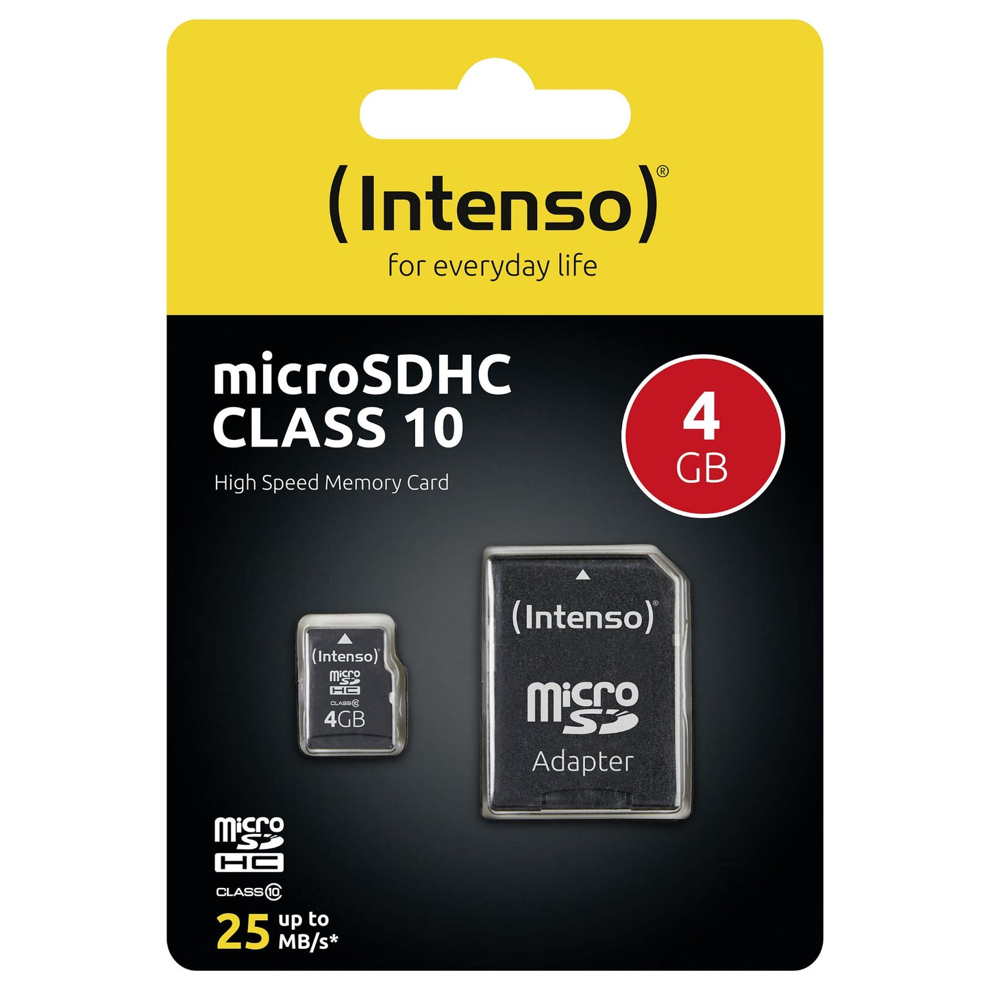CARD 4GB Intenso 3413450 MicroHC Class 10 20MB/s inkl. Adapter