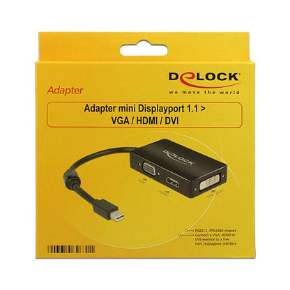 DELOCK Adapterkabel mini DisplayPort Stecker > 1 x VGA + 1 x HDMI + 1 x DVI 24+1 schwarz