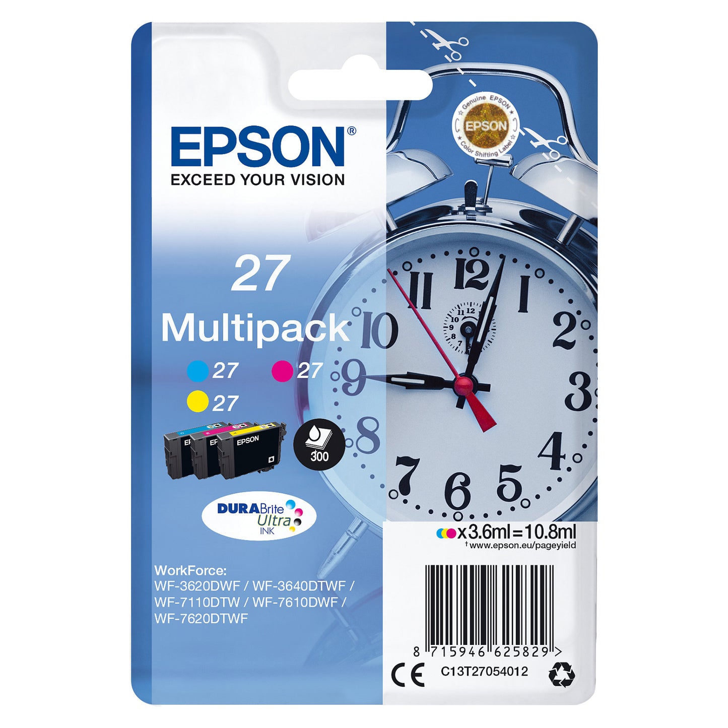 Epson Tinte 27 C13T27054012 3er Multipack (MCY) bis zu 300 Seiten