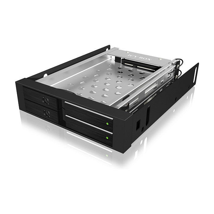 Wechselrahmen. 2xSATA 2.5" zu 2xSATA Host. trägerlos. für 3.5" Schacht ICY BOX