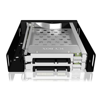 Wechselrahmen. 2xSATA 2.5" zu 2xSATA Host. trägerlos. für 3.5" Schacht ICY BOX