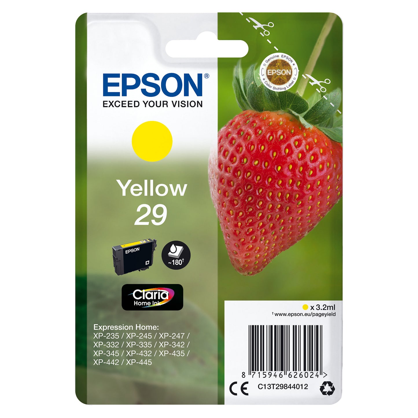 Epson Tinte 29 C13T29844012 Gelb bis zu 180 Seiten