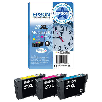 Epson Tinte 27XL C13T27154012 3er Multipack (CMY) bis zu 1.100 Seiten