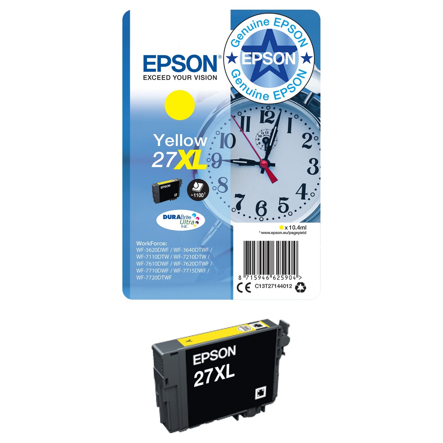 Epson Tinte 27XL C13T27154012 3er Multipack (CMY) bis zu 1.100 Seiten