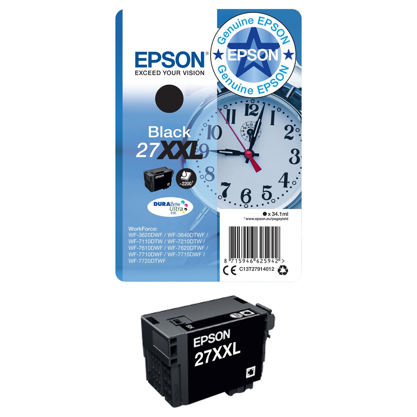 Epson Tinte 27XL C13T27154012 3er Multipack (CMY) bis zu 1.100 Seiten