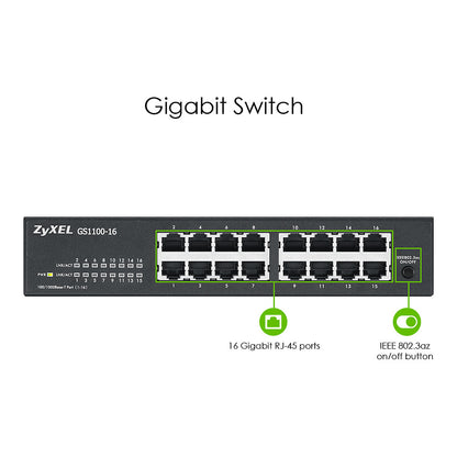 16P ZyXEL GS1100-16 Metall