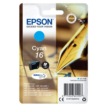 Epson Tinte 16 C13T16224012 Cyan bis zu 165 Seiten