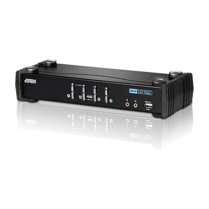 DATA KVM Desktop Switch 4-Port USB DVI KVM Switch with Audio & USB 2.0 Hub (KVM Cables included) ATEN